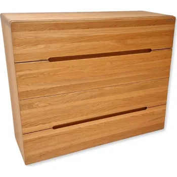 Komoda Dřevěná komoda z masivu LAGO 4x zásuvka - Buk, Dub nebo Jasan v kombinaci s masivní bukovou, dubovou nebo jasanovou dýhou