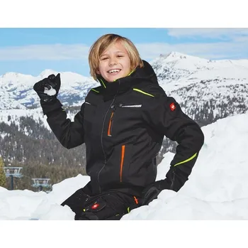 Chlapecká bunda Zimní softshellová bunda dětská e.s.motion 2020dětská velikost 98/104 černá/výstražná žlutá/výstražná oranžová Strauss
