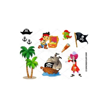 Jedlá dekorace na dort PIRÁTI postavy A4, VARIANTA Jedlý papír 109