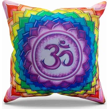 Polštář Milujeme Kameny Povlak na polštář - symbol Óm - pestrobarevný 7869