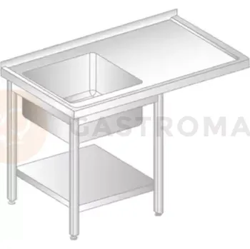 Nerezový dřez Stůl přístěnný z nerezové oceli s místem na myčku, dřezem a poličkou 1400x700x850 mm | DORA METAL, DM-3272