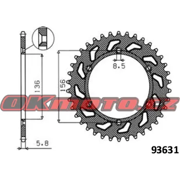 Řetězová sada pro motocykl SUNSTAR (Japonsko) Kalená rozeta SUNSTAR - Husqvarna SM 610 S, 610ccm - 00-08