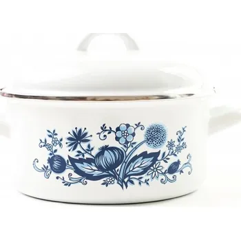 Hrnec Metalac Cibulák, mělký smaltovaný kastrol s poklicí 24 cm, 4,75 l