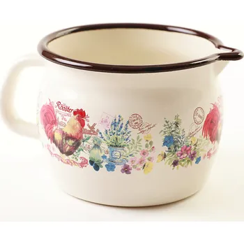 Metalac Kohout, smaltovaný baněný hrnek s výlevkou 12 cm, 1,3 l