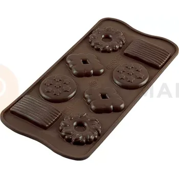 Přisada na vaření a pečení Forma na čokoládu a pralinky - sušenky, 49x29x6,8 mm, 129 ml - SCG25 Choco Biscuit | SILIKOMART, Easychoc