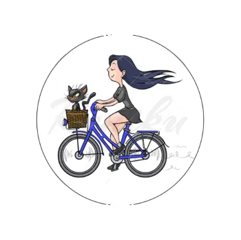 Jedlá dekorace na dort CYKLISTKA s kočkou, VARIANTA Jedlý papír 337