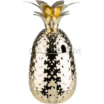 Nerezová nádoba na koktejl s víkem 0,5 l, zlatá | APS, Pineapple