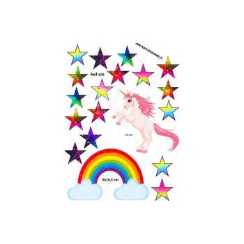 Jedlá dekorace na dort JEDNOROŽEC a hvězdy, VARIANTA Jedlý papír 805