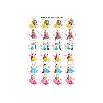 Jedlá dekorace na dort PRINCEZNY tančí, VARIANTA Jedlý papír 1293