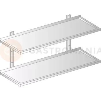 Závěsné křeslo Závěsná police dvojitá nastavitelná z nerezové oceli s prohloubeným povrchem 900x400x700 mm | DORA METAL, DM-3504