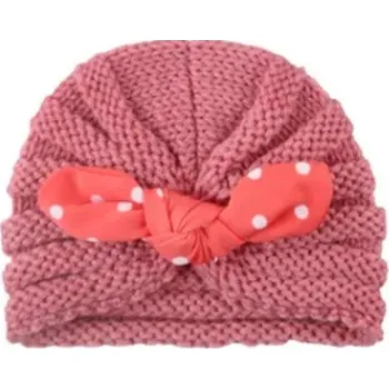 Čepice Dětská čepička s mašlí / růžová