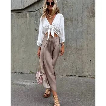 Dámské kalhoty BeChick Světle béžové kalhoty Cali BeChick ❤