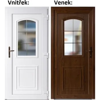 Vchodové dveře Soft Vchodové plastové dveře 3D 302 Zlatý dub / Bílá 98x198 cm, pravé