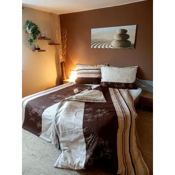 Povlečení České povlečení Bezkvět hnědý 2x70x90/200x220 cm knoflík