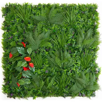 umělá květina ZELENÁ STĚNA Anthurium, dílec 100 x 100 cm (Realistická zelená stěna Anthurium o rozměru 100 x 100 cm)