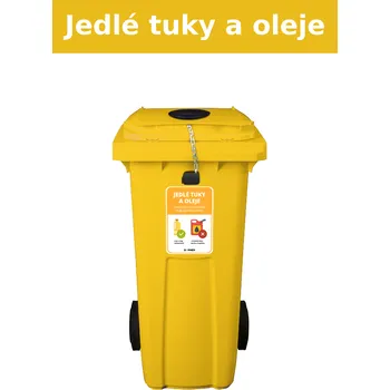 Železářství Žlutá plastová popelnice na jedlé tuky a oleje DOPNER 120 l se zámkem a vhozem