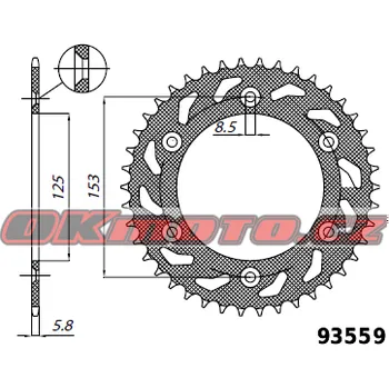 Řetězová sada pro motocykl SUNSTAR (Japonsko) Kalená rozeta SUNSTAR - Honda CR250 R, 250ccm - 96>01 , 04>04