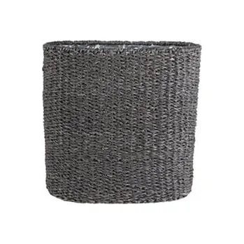Květináč Pletený obal z mořské trávy ISAAC, rozměr 30 x 11 x 30 cm, oválný, černý
