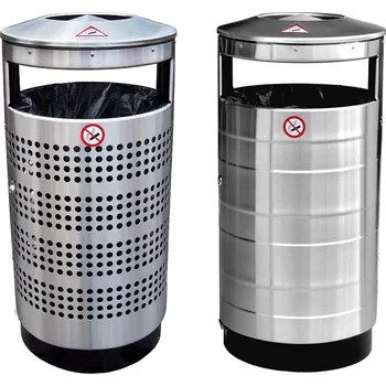 Odpadkový koš ADVAS Nerezový odpadkový koš s popelníkem Bez pozinkované vložky S prolisy