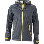 James & Nicholson (Daiber) Pánská softshellová bunda s kapucí JN1098 - Ocelově šedá / žlutá | L