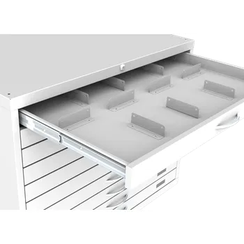 Policová skříň Vnitřní dělení zásuvky formátu A1, šedá