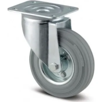 Pojezdové kolečko Průmyslové kolečko 125, otočné, plotna, šedá guma ocelový disk