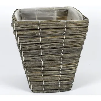 Květináč DUE ESSE DUE ESSE, Proutěný hranatý květináč 21 x 18 cm, šedý