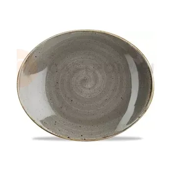 Talíř Oválný talíř šedý, ručně zdobený 19,2 cm | CHURCHILL, Stonecast Peppercorn Grey