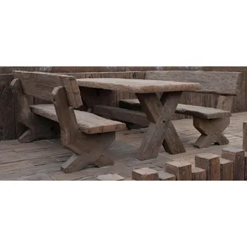 Zahradní lavice DITON LINIE DŘEVA LAVICE dub LAVICE S OPĚRADLEM 180 × 70 x 86 DUB tmavý