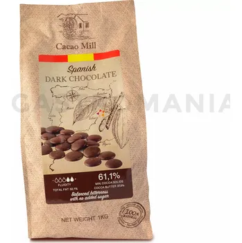 Čokoláda Španělská hořká čokoláda 61,1 % bez cukru, 1 kg balení, dropsy | NATRA CACAO, Dark No Sugar