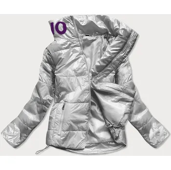 Krátká stříbrná prošívaná dámská bunda se stojáčkem (B9567) odstíny šedé M (38)