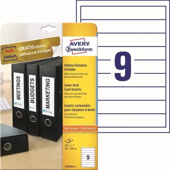 Samolepící etiketa Zásuvné štítky na pořadače 30 x 190 mm, 25 listů A4 C32266-25