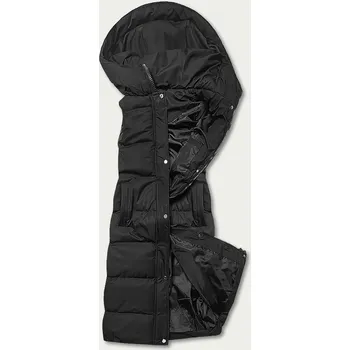 Dámská vesta Dlouhá černá dámská péřová vesta (5M728-392) odstíny černé XL (42)