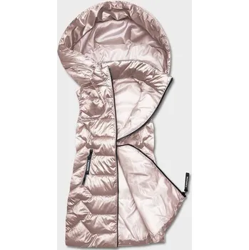 Dámská vesta Perlově růžová dámská vesta s kapucí (B8107-51) odstíny růžové L (40)