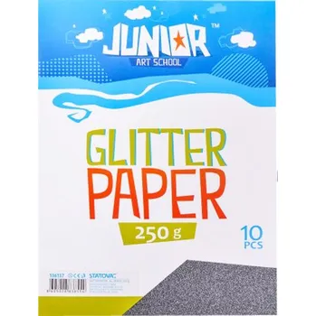 Kancelářský papír Dekorační papír A4 10 ks černý glitter 250 g JUNIOR-ST