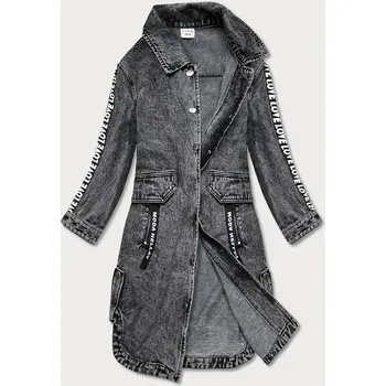 Dámská bunda Volná černá dámská džínová bunda/přehoz přes oblečení (POP7017-K) odstíny černé XS (34)