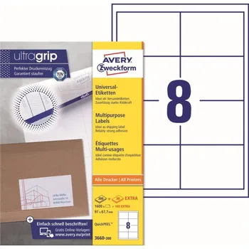 Samolepící etiketa Samolepící etikety Ultragrip 97 x 67,7 mm, 220 listů A4 3660-200