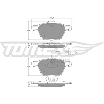 Brzdová destička Sada brzdových destiček, kotoučová brzda TOMEX Brakes 12-56