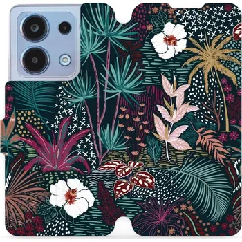 Pouzdro na mobilní telefon Flipové pouzdro Mobiwear - Xiaomi Redmi Note 13 4G - VP13S Temná flóra (Knížkové flip pouzdro, obal, kryt na mobil Xiaomi Redmi Note 13 4G - VP13S Temná flóra, materiál Umělá kůže + TPU - ochrana 360°, stojánek, silikonová vanička, magnetické zavírání)