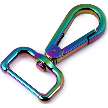 Kovová karabina otočná, průvlek 25 mm duhová