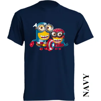 detske-levne-bavlnene-tricko-potisk-mimon-Spiderman-Kpt-Amerika Barva: Navy - tmavě modrá, velikost: 164