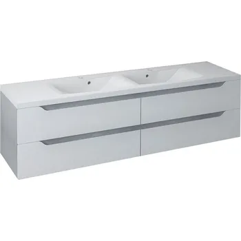 Nábytek WAVE dvojumyvadlová skříňka 180x50x48cm, bílá/dub stříbrný