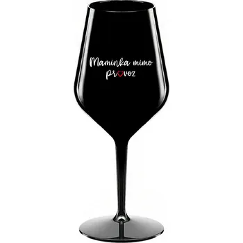 Sklenice MAMINKA MIMO PROVOZ - černá nerozbitná sklenice na víno 470 ml