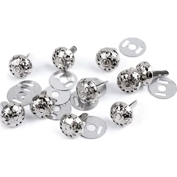 Dvounožkový hřeb / kovové nožičky na kabelky filigrán Ø10 mm; 12 mm, barva 2 (Ø12 mm) nikl