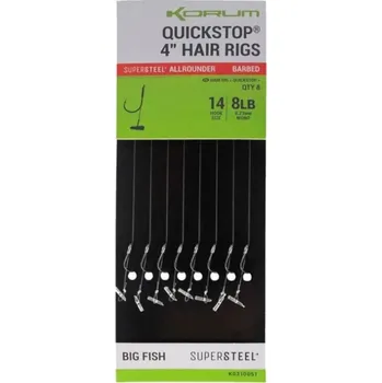 8ks - Hotové Návazce Korum Big Fish Quickstop Hair Rigs Barbed 38cm Velikost 14/0,23mm