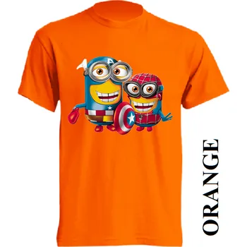 Chlapecké tričko detske-levne-bavlnene-tricko-potisk-mimon-Spiderman-Kpt-Amerika Barva: Orange - oranžová, velikost: 116