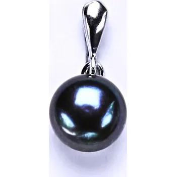 Přívěsek Stříbrný přívěsek přírodní perla černá - P1298 (Stříbrný přívěsek s přírodní perlou 10 mm)