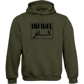 Pánské oblečení Mikina s kapucí INFIDEL - olivová