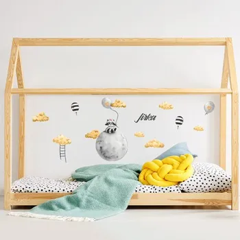 Samolepící dekorace Nálepky na zeď mýval na planetce žlutá | Plotbase s.r.o. 35x120cm