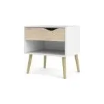 TVI Retro noční stolek Oslo 75394 bílý/struktura dubu